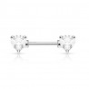 Piercing téton cristal coeur cristal blanc