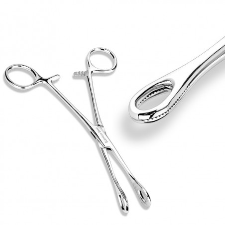 Pince forceps pour Piercing classique embout rond 7/15cm