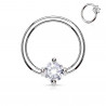 Anneaux piercing diamètre 1.6mm solitaire cristal couleur blanc pour piercing nombril, piercing téton, piercing intime féminin