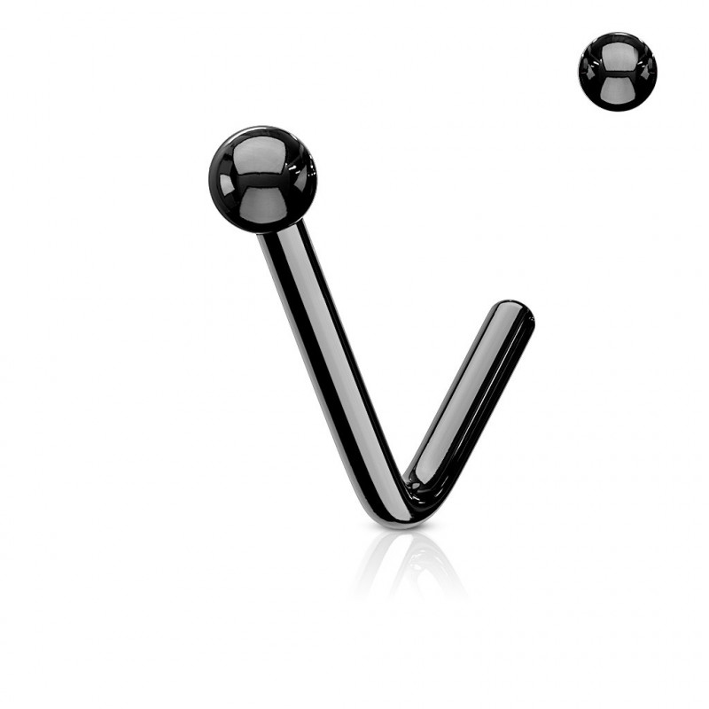 Piercing nez bille forme L avec boule acier noir Piercing nez bille forme L avec boule acier noir