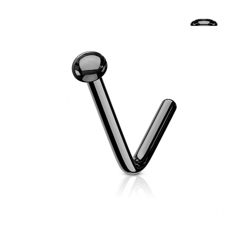 Piercing narine bille plate acier chirurgical forme L couleur noir Piercing narine bille plate acier chirurgical forme L couleur noir
