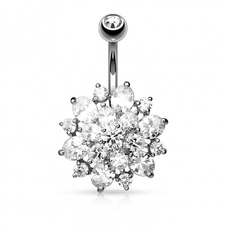 Piercing nombril fleur cristal Dalhia