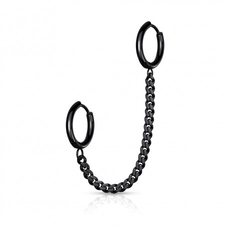 Anneaux d'oreille Clicker ronds liés par chaîne acier chirurgical couleur noir