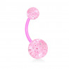 Piercing nombril Bioflex bille acrylique rose avec paillette