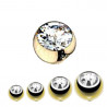 Bille piercing 1,6mm couleur or avec strass