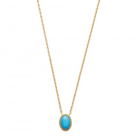 Collier femme fin en plaqué or perle turquoise