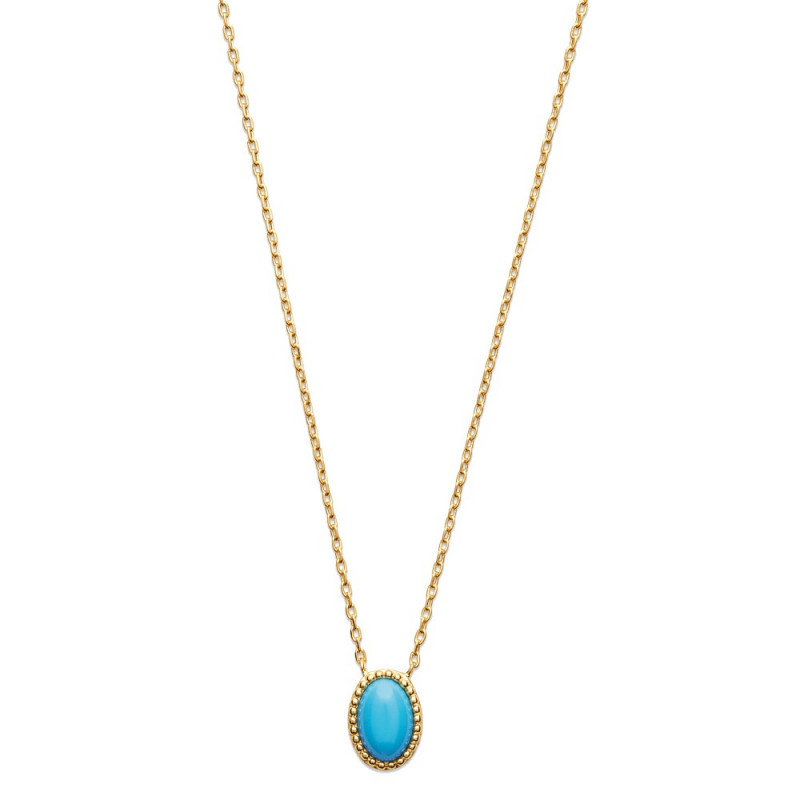 Collier femme fin en plaqué or perle turquoise