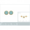 Boucles d'oreilles puce en plaqué or ronde strass turquoise