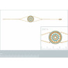 Bracelet plaqué or avec médaillon rond et strass turquoise 18cm