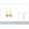 Paire de boucles d'oreilles plaqué or pendantes strass turquoise