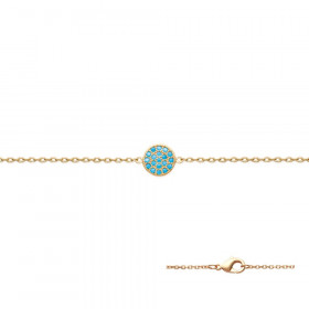 Bracelet plaqué or serti de strass turquoise