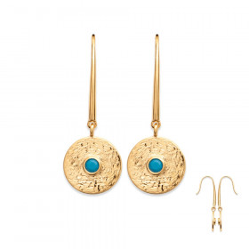 boucles d'oreilles femme en plaqué or pendantes strass turquoise