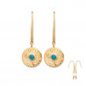 boucles d'oreilles femme en plaqué or pendantes strass turquoise