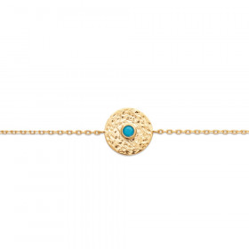 Bracelet plaqué or avec perle turquoise 18cm