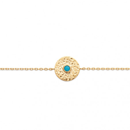 Bracelet plaqué or avec perle turquoise 18cm