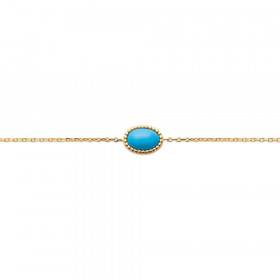 Bracelet en plaqué or avec perle ovale turquoise