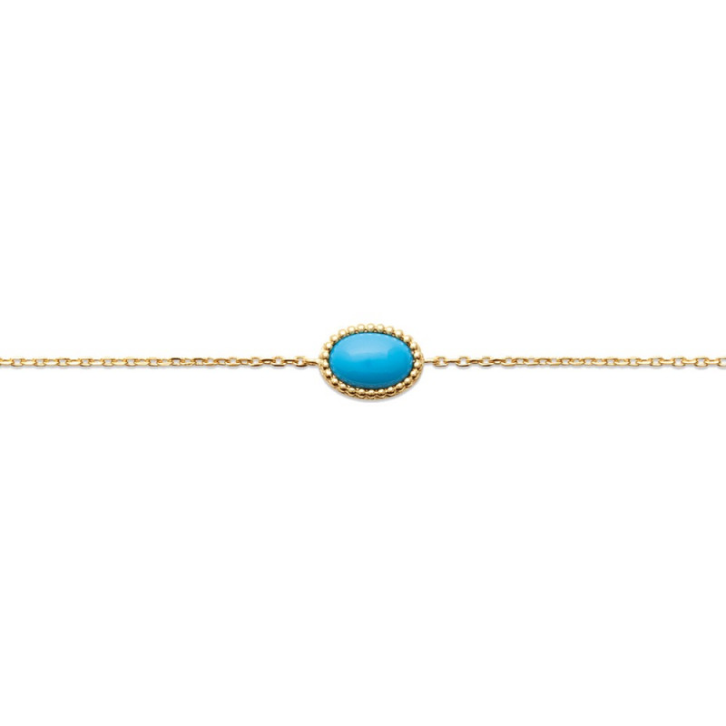 Bracelet en plaqué or avec perle ovale turquoise