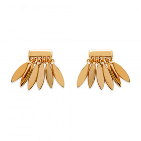 Boucles d'oreilles feuille pour femme en plaqué or