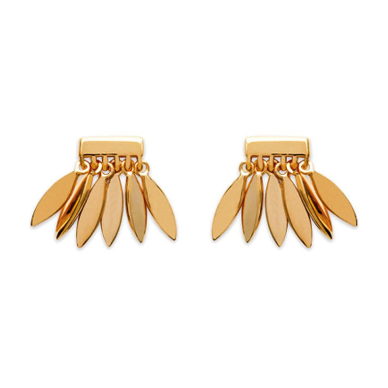 Boucles d'oreilles feuille pour femme en plaqué or