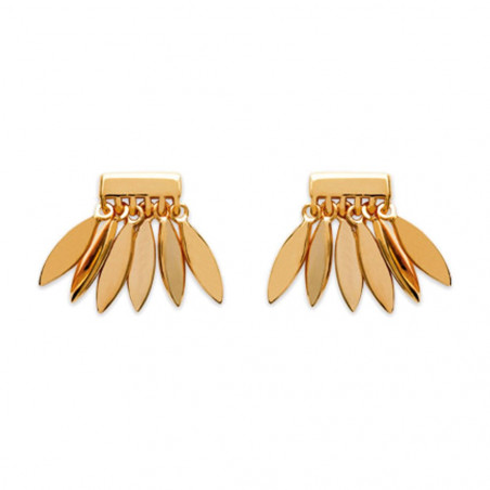 Boucles d'oreilles feuille pour femme en plaqué or