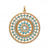 Pendentif en plaqué or avec strass turquoise sertis