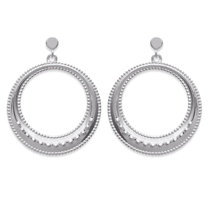 Boucles d'oreilles femme anneau pendant en Argent 925