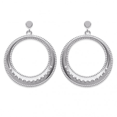 Boucles d'oreilles femme anneau pendant en Argent 925