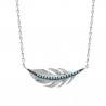 Collier en Argent 925, avec pendentif plume pierre turquoise