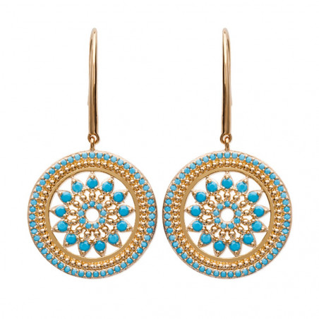 Paire de boucles d'oreilles en plaqué or avec strass turquoise