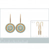 boucles d'oreilles femme pendante cercle doré avec strass turquoise