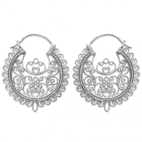 Paire de Créoles en Argent 925 Baroque