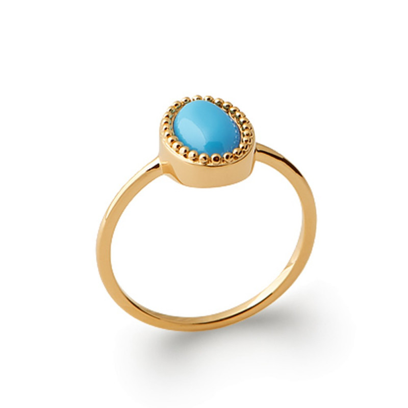 Bague fine doré perle marquise turquoise pour femme