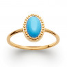 Bague fine doré perle marquise turquoise pour femme en plaqué or