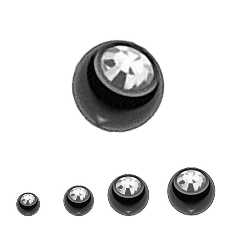 Bille Piercing 1,6mm noir  cristal