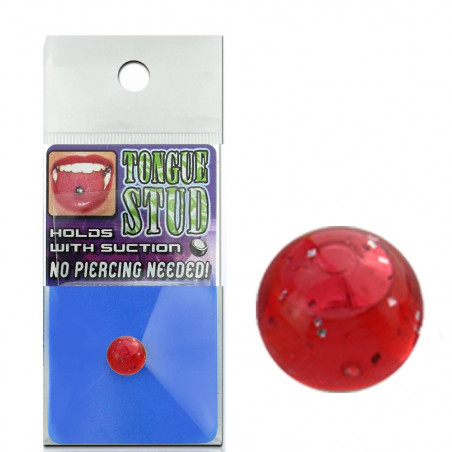 Faux piercing langue phosphorescent rouge