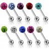 Piercing langue bille 6 mm bille cristal couleur