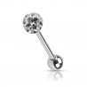 Piercing langue bille cristal couleur blanc diamant