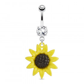 Piercing nombril fleur de tournesol