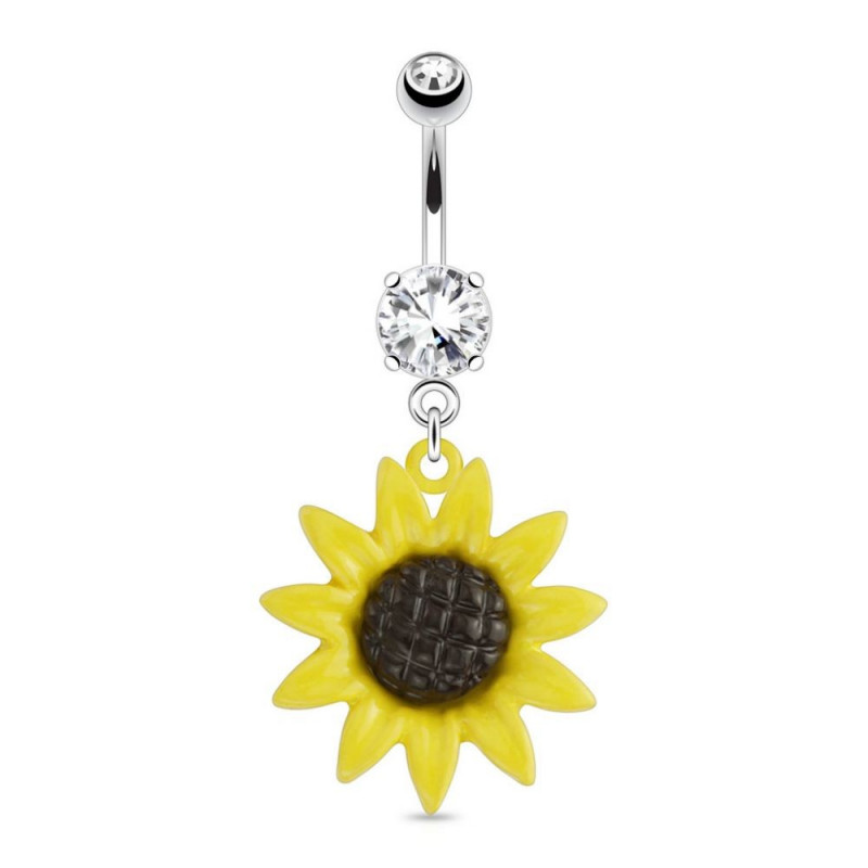 Piercing nombril fleur de tournesol