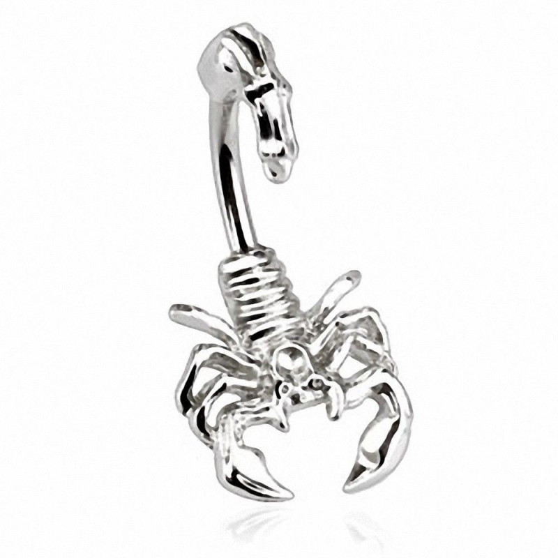 Piercing nombril en acier chirurgical motif Scorpion double