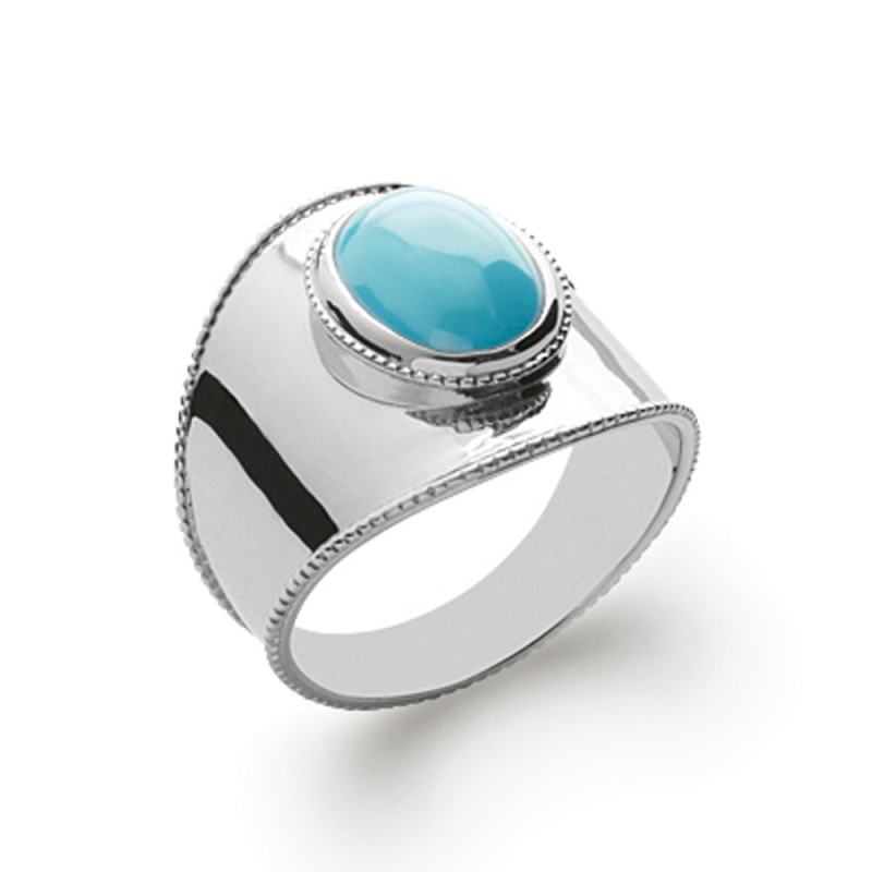 Bague Ethnique argent 925 rhodié turquoise