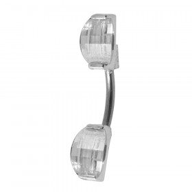 Piercing nombril argent double pierre couleur blanc pour femme