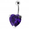 Piercing nombril argent 925 cœur cristal couleur violet