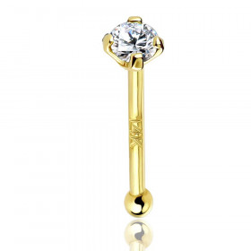 Stud nez or jaune 14k cristal 2mm