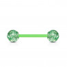 piercing langue flexible avec bille paillette vert