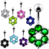 Piercing nombril argent fleur discrète 1,2 cm