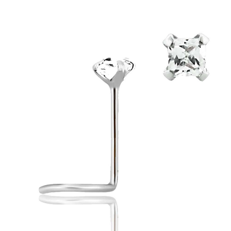 Piercing nez or blanc 14 carats cristal 2mm