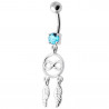 piercing nombril attrape rêve turquoise infini avec plume