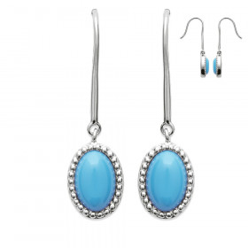 Boucles d'oreilles femme en Argent 925, avec cabochon turquoise