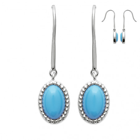 Boucles d'oreilles femme en Argent 925, avec cabochon turquoise